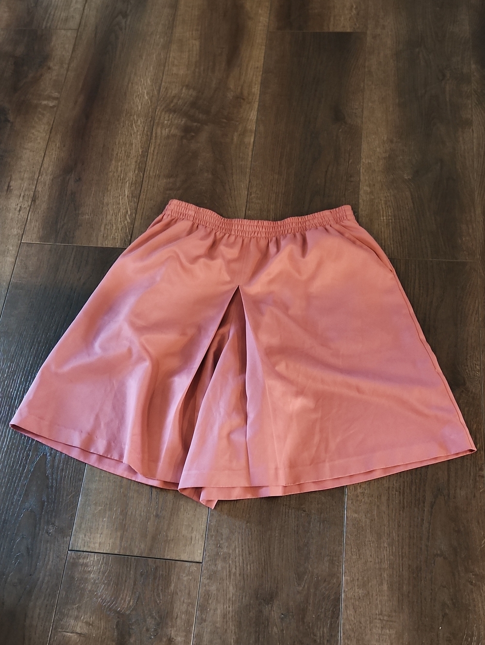 Vtg Alfred Dunner Women's Coral Pink Elastic-Waist Skort Shorts Culottes Sz 14